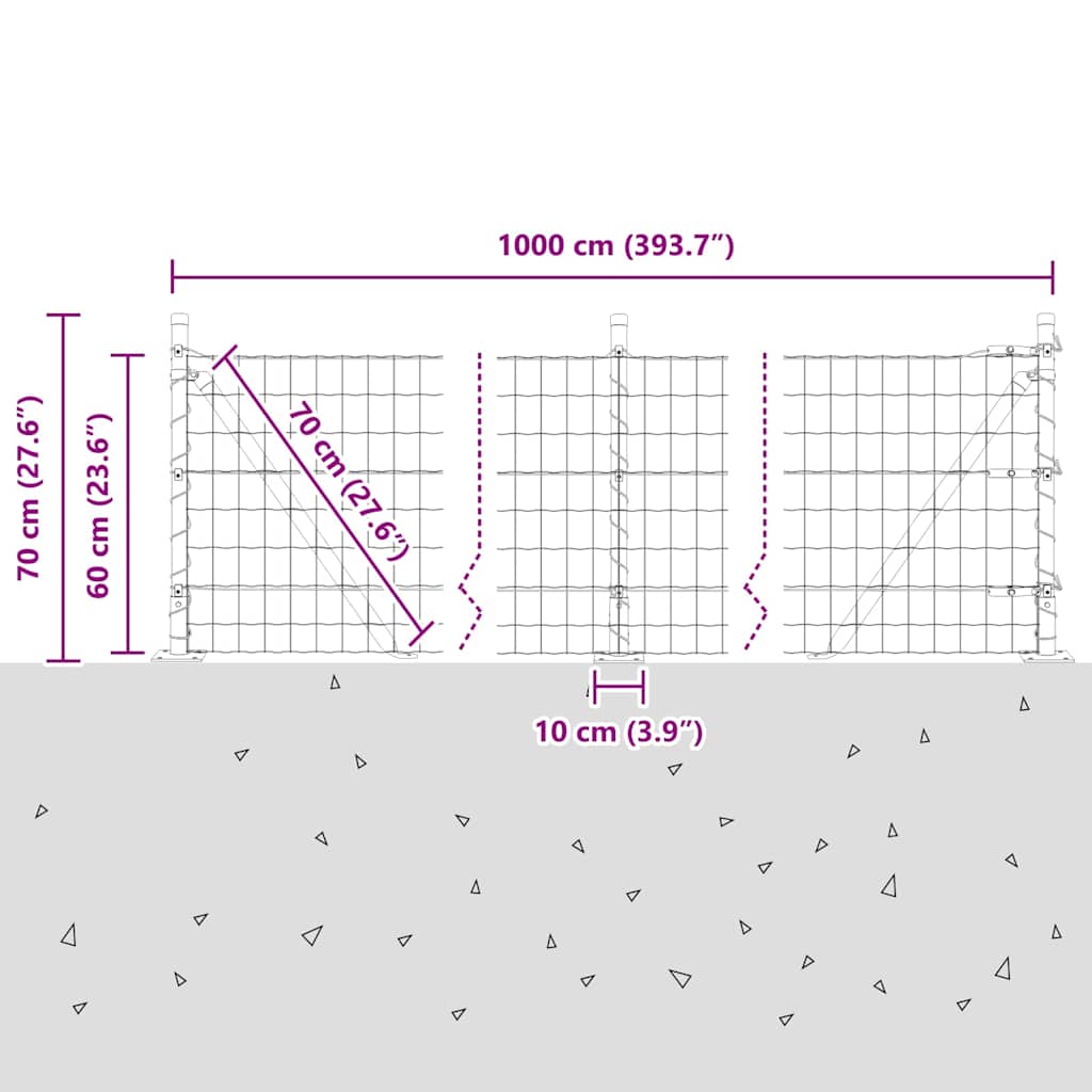Plot s sloupkem Šedá 0,6 x 10 m Ocel a PVC - obrázek 15