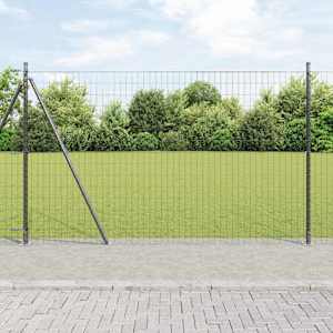 Ograja s stebrom Siva 1,6 x 10 m Jeklo in PVC
