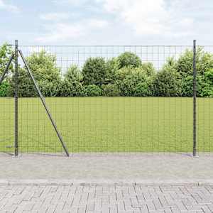 Ograja s stebrom Siva 1,6 x 10 m Jeklo in PVC