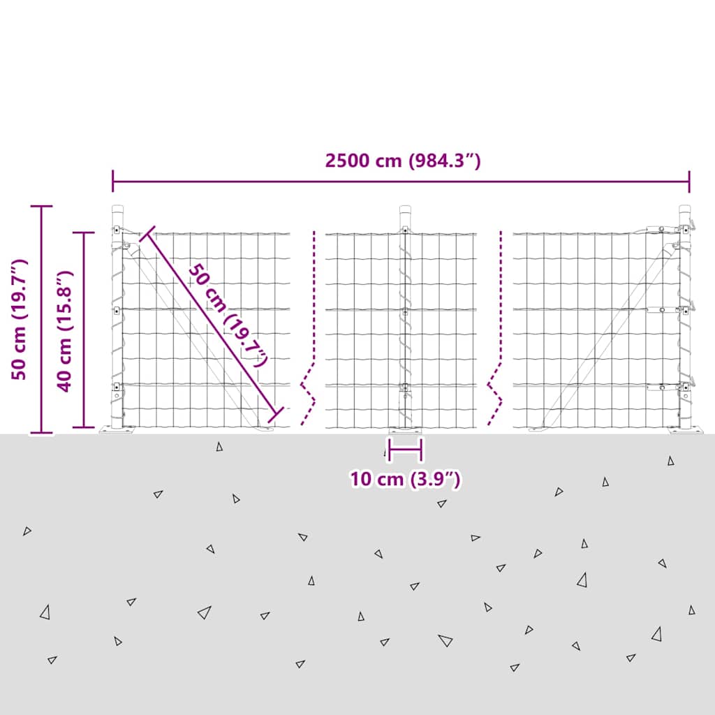 Plot s sloupkem Šedá 0,4 x 25 m Ocel a PVC - obrázek 15