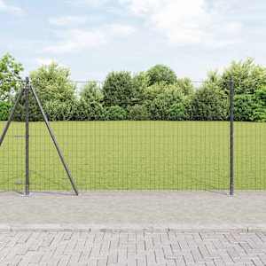 Ograja s stebrom Siva 1,2 x 25 m Jeklo in PVC