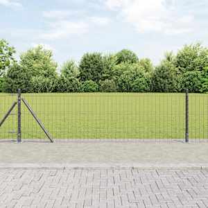 Plot s sloupkem Šedá 0,4 x 25 m Ocel a PVC - obrázek 1
