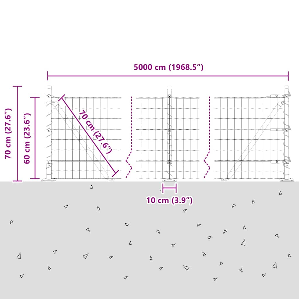 Plot s sloupkem Šedá 0,6 x 50 m Ocel a PVC - obrázek 15