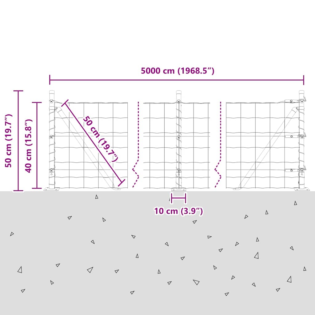 Plot s sloupkem Šedá 0,4 x 50 m Ocel a PVC - obrázek 15