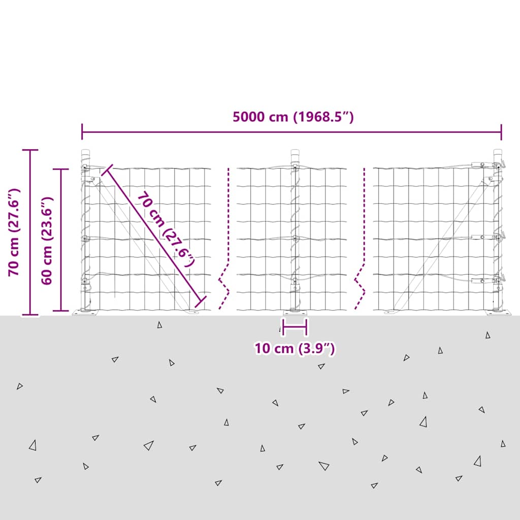 Plot s sloupkem Šedá 0,6 x 50 m Ocel a PVC - obrázek 15