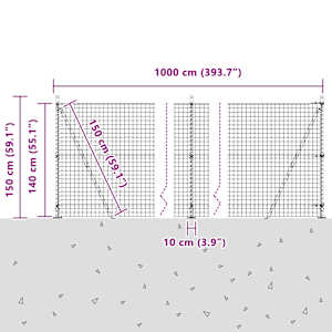 Evropský plot s betonovou základnou 10 x 1,4 m Pozinkovaná ocel - obrázek 15