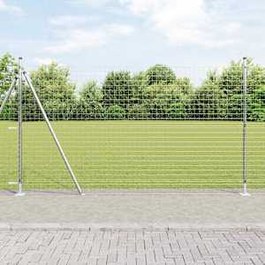 Ograja s stebrom srebrna 1,6 x 10 m Jeklo