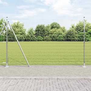 Ograja s stebrom srebrna 1,6 x 10 m Jeklo