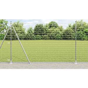 Ograja s stebrom srebrna 1,5 x 10 m Jeklo