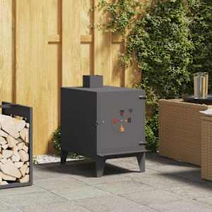 Kuhalna peč za kampiranje Črna 35 x 50 x 60 cm Mlinjeni jeklo