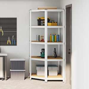 Kotna polica s polico srebrna 90 x 90 x 198 cm Konstruiran les