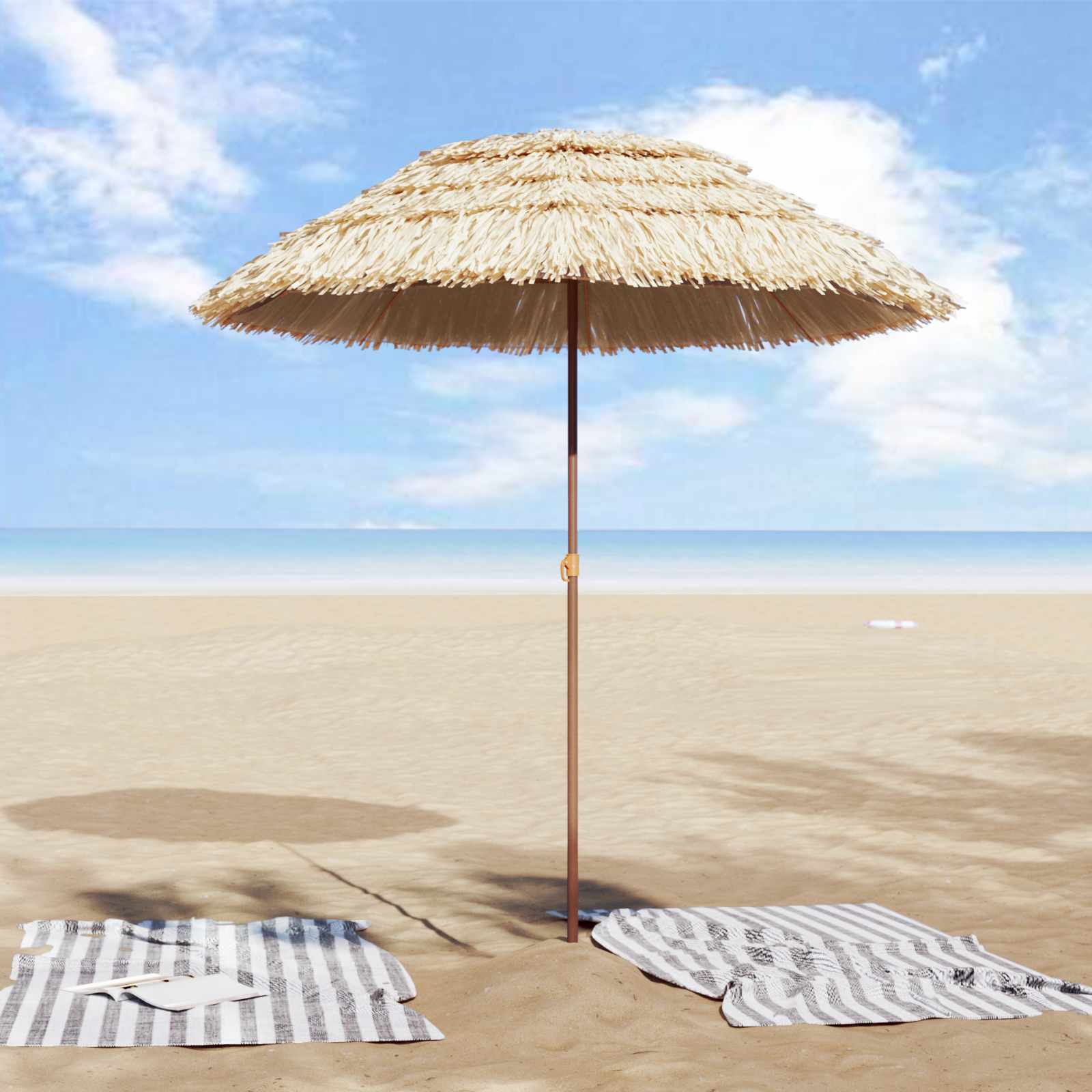 Thumbnail - vidaXL Strandparasol Natur 255 x 255 x 255 cm Polyester und Stahl