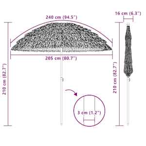 Plážový slunečník Přírodní 255 x 255 x 255 cm Polyester a ocel - obrázek 5