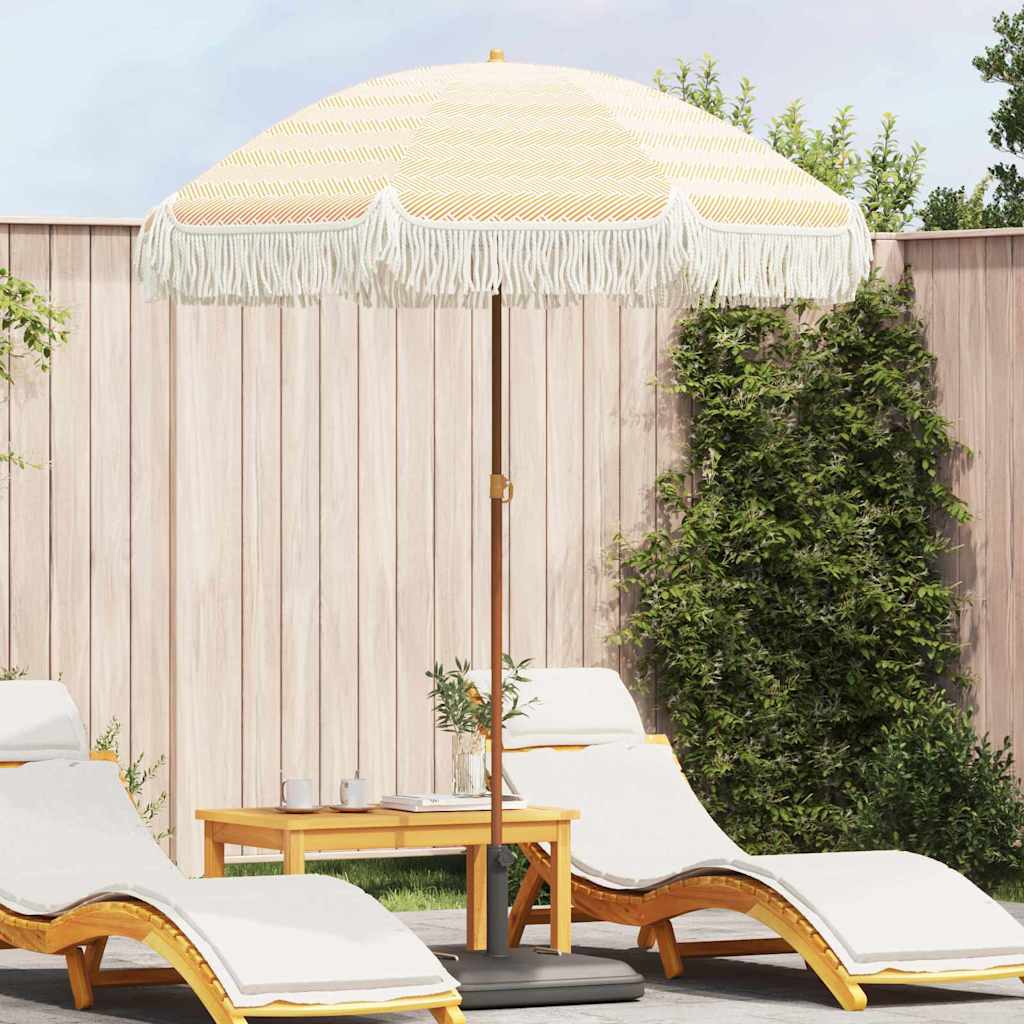 vidaXL Umbrelă de soare Galben și alb Ø 160 x 195 cm Oțel