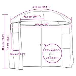 Rybářský deštník Žlutá armádní 220 x 185 cm Oxford Polyester - obrázek 12