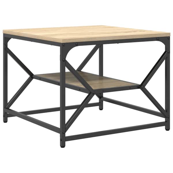 vidaXL Kohvilaud Sonoma tamm 51 x 50 x 40 cm T&ouml;&ouml;deldud puit ja teras