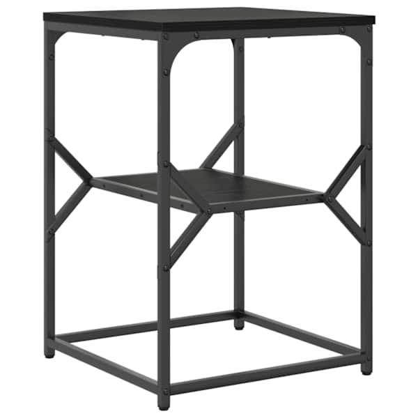 vidaXL K&uuml;lglaud Must tamm 41 x 40 x 60 cm T&ouml;&ouml;deldud puit ja teras