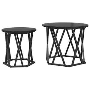 vidaXL K&uuml;lglaud 2 tk Must tamm 50 x 50 x 40 cm T&ouml;&ouml;deldud puit ja teras