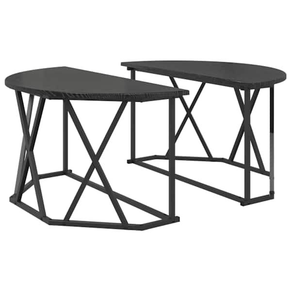vidaXL Kohvilaud Must tamm 80 x 80 x 42 cm T&ouml;&ouml;deldud puit ja teras