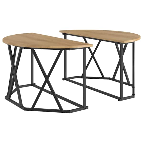 vidaXL Kohvilaud K&auml;sit&ouml;&ouml;puu 80 x 80 x 42 cm T&ouml;&ouml;deldud puit ja teras