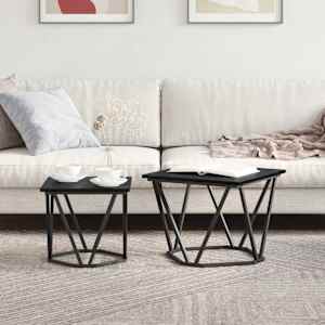 Sada odkládacích stolků 2 pcs Černý dub 50 x 50 x 40 cm - obrázek 4