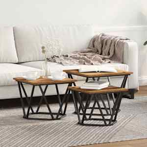 Klubska miza 3 pcs Star les Inženirski les in jeklo