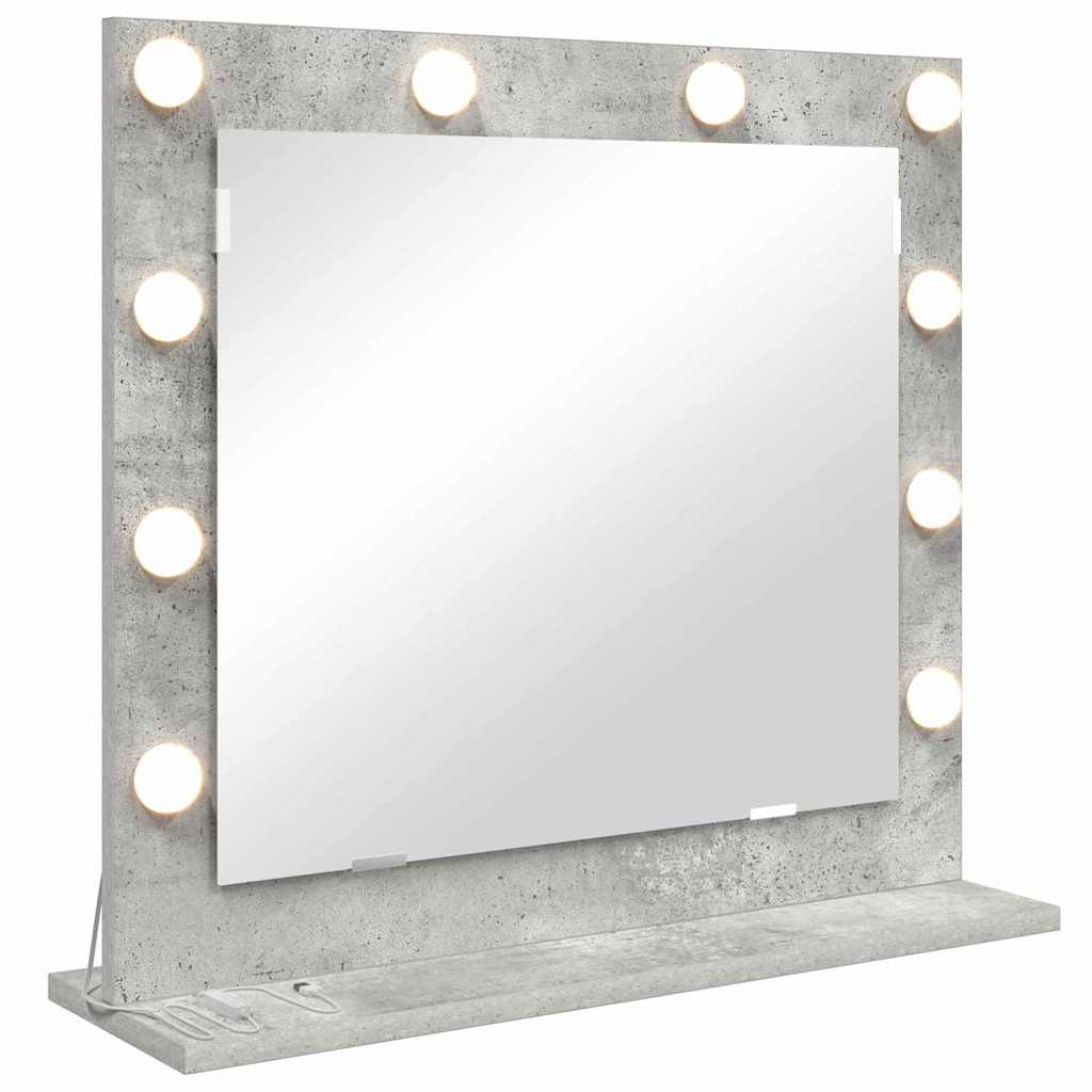 Meikkipöydän Peili LED-valoilla Betoni Harmaa 60x55x18 cm