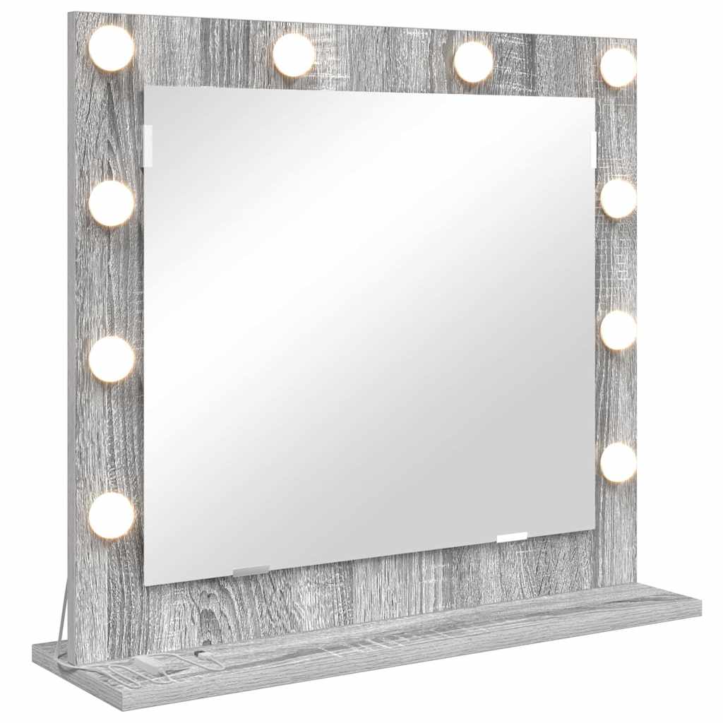 Meikkipöytäpeili LED-valoilla Harmaa Sonoma 60x55x18 cm