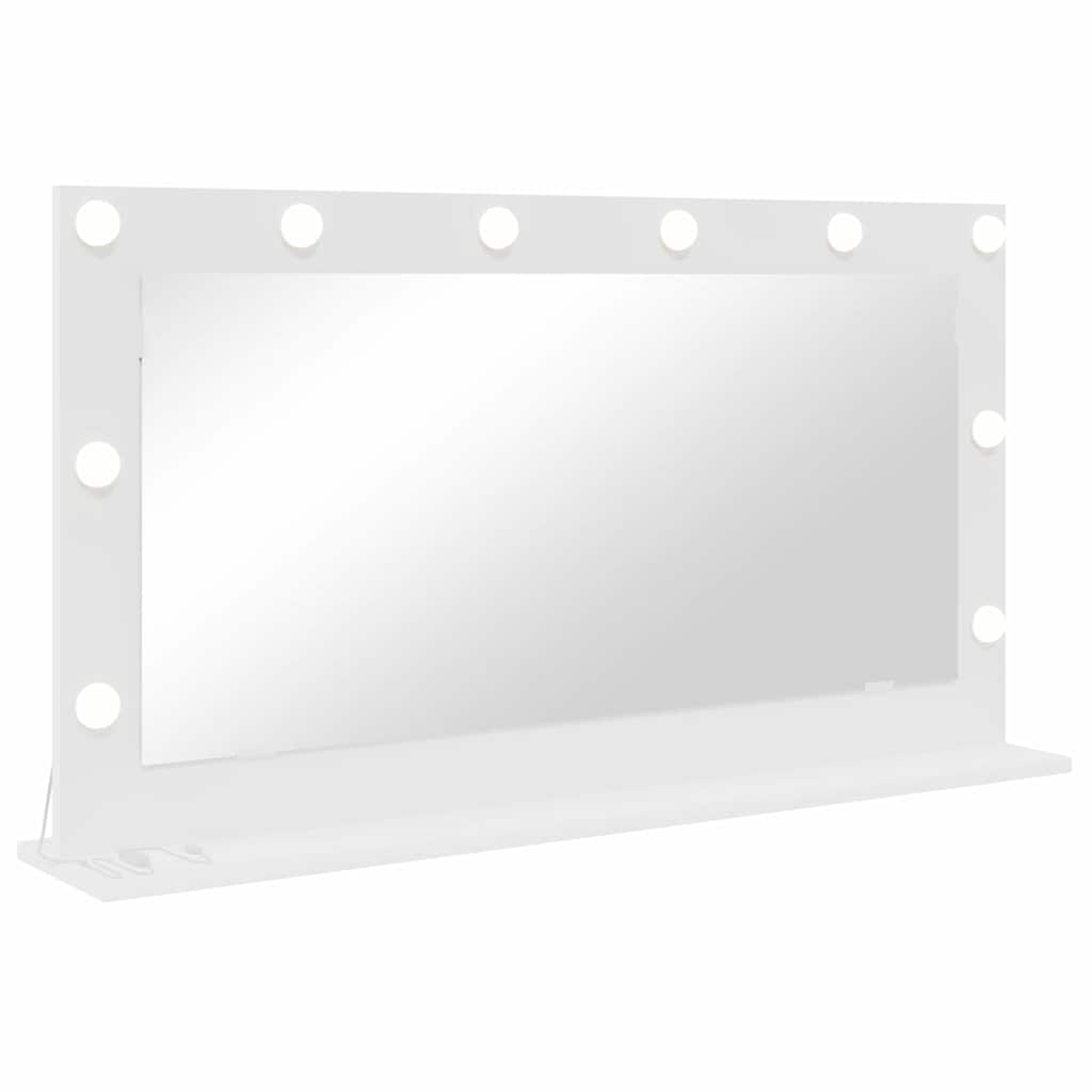 Meikkipöydän Peili LED-valoilla Valkoinen 100x55x18 cm