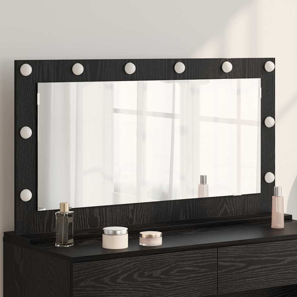 Meikkipeili LED-valoilla Musta Tammi 100x55x18 cm