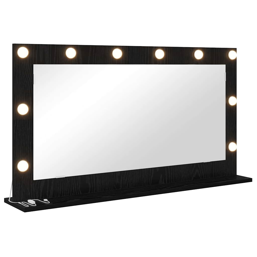Meikkipeili LED-valoilla Musta Tammi 100x55x18 cm