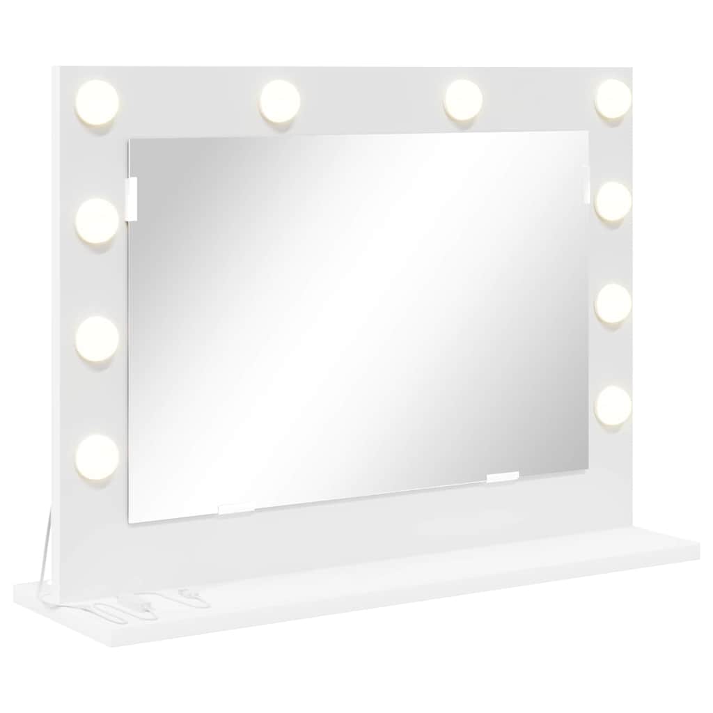 Meikkipöytäpeili LED-valoilla Valkoinen 60x45x18 cm