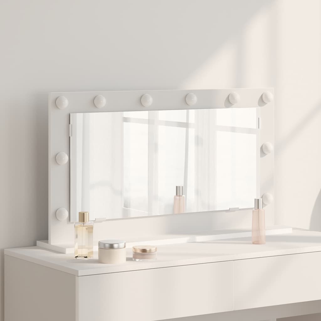 Meikkipeili LED-valoilla Valkoinen 80x45x18 cm