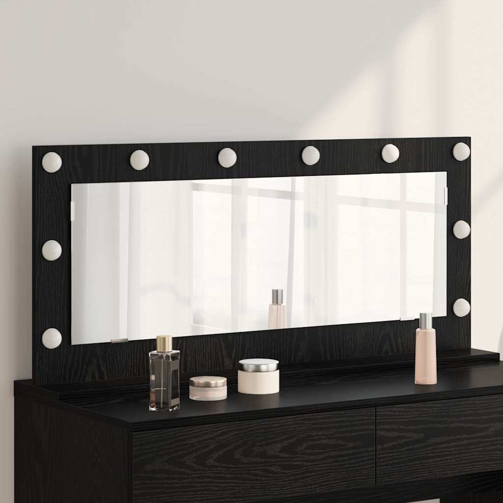 Meikkipeili LED-valoilla Musta Tammi 100x45x18 cm