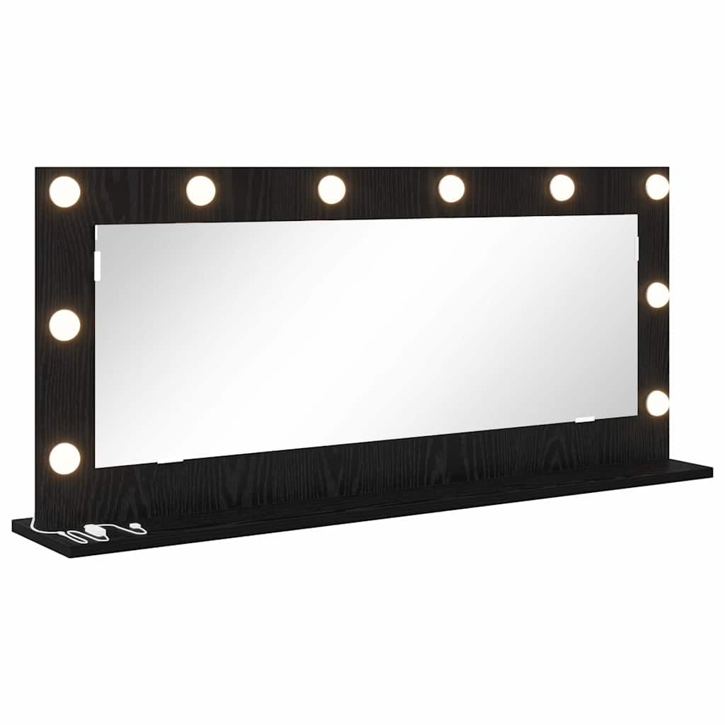 Meikkipeili LED-valoilla Musta Tammi 100x45x18 cm