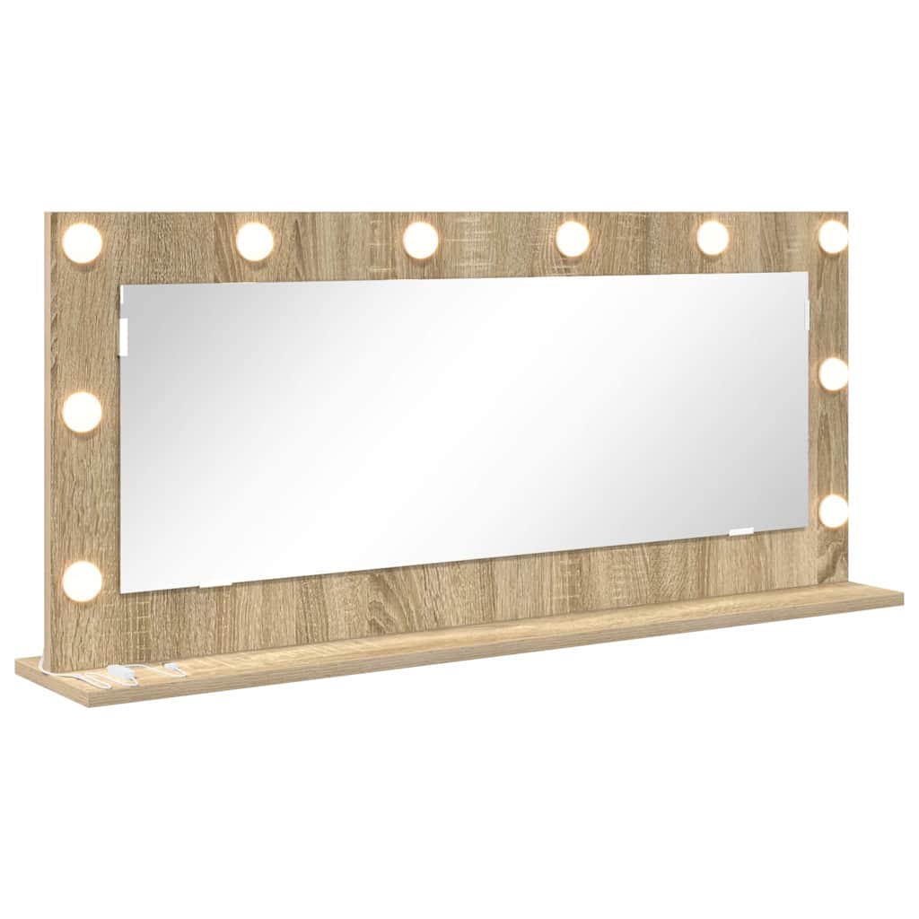 Meikkipöytäpeili LED-valoilla Sonoma Tammi 100x45x18 cm