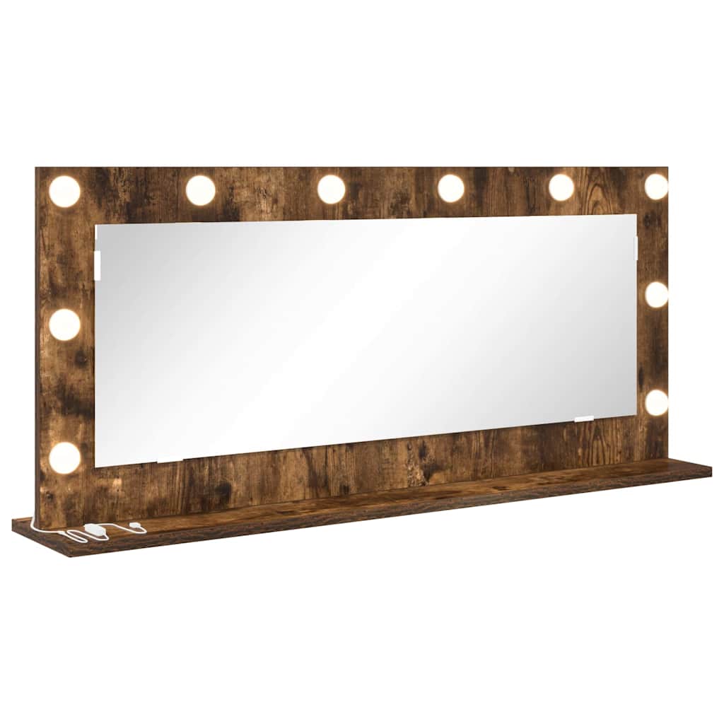 Meikkimuotoilija LED-valoilla, Savutetusta Tammi 100x45x18 cm
