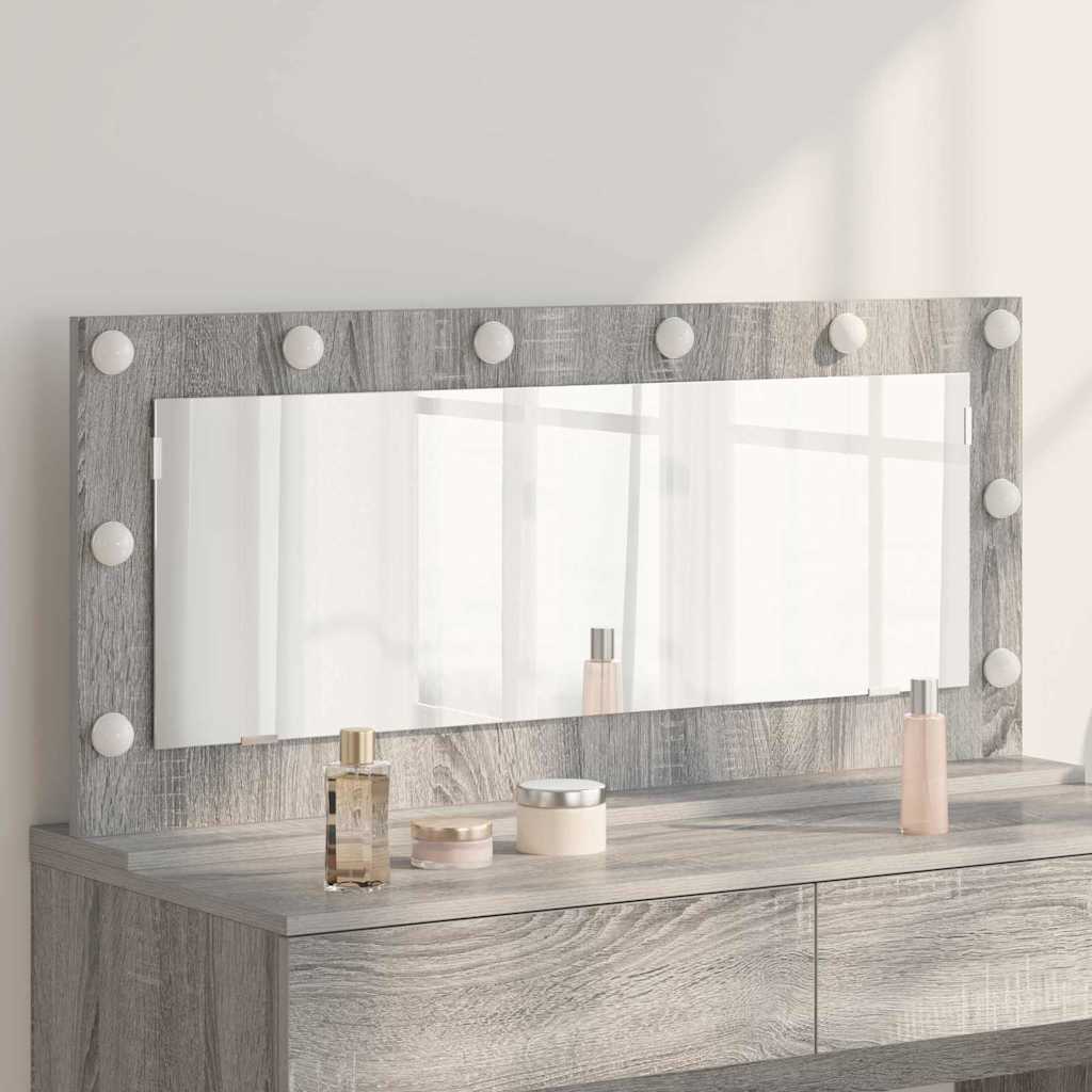 Meikkipeili LED-valoilla Harmaa Sonoma 100x45x18 cm