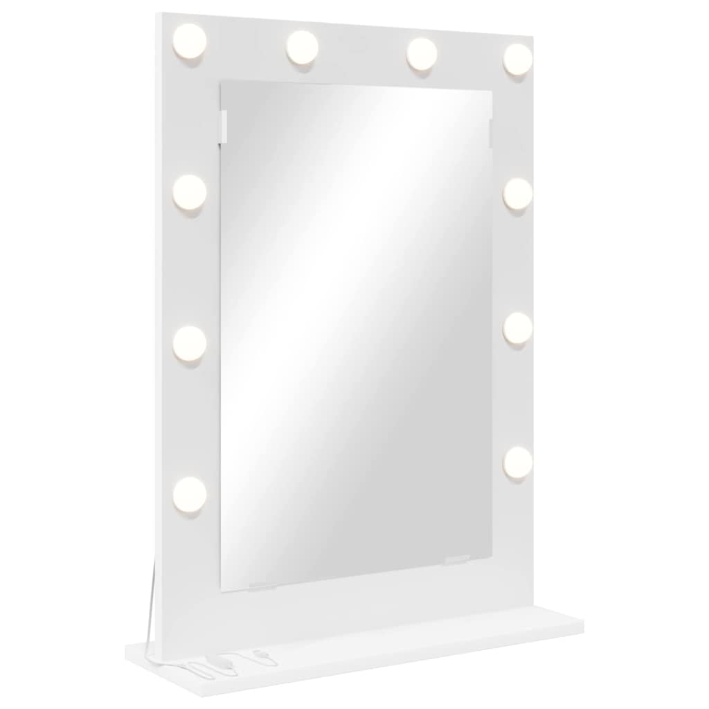 Meikkipeili LED-valoilla Valkoinen 70x50x18 cm