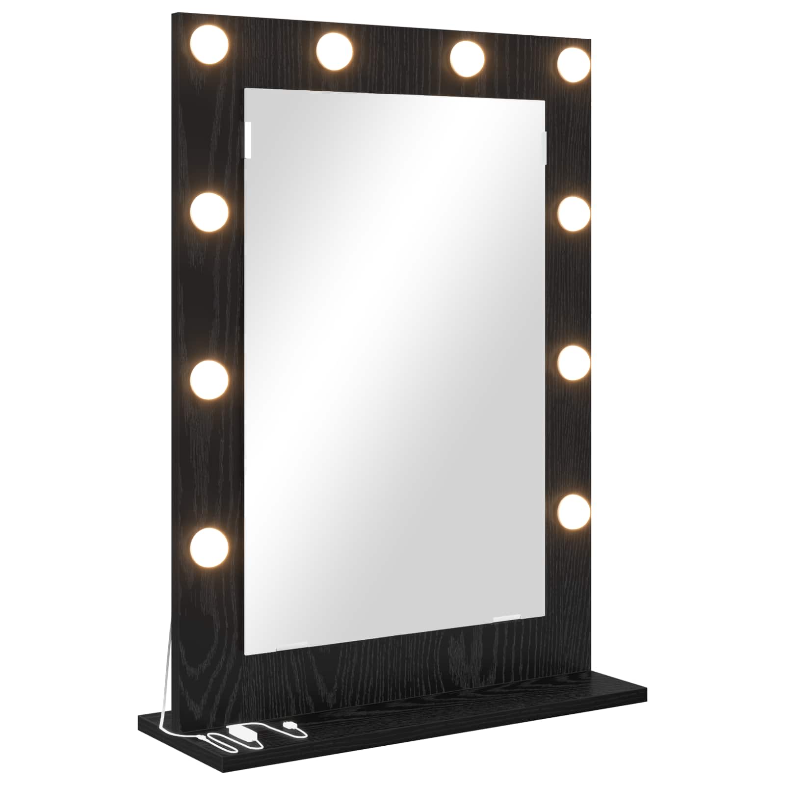VidaXL Make-up Spiegel Rechthoekig Zwart Eiken 70 X 50 X 18 Cm