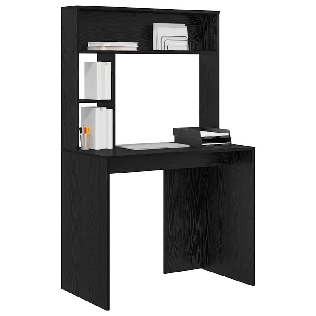 vidaXL Bureau met plank Zwart eiken 91 x 50 x 149 cm Bewerkt hout