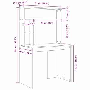 Stůl s policí Sonoma dub 91 x 50 x 149 cm kompozitní dřevo - obrázek 11