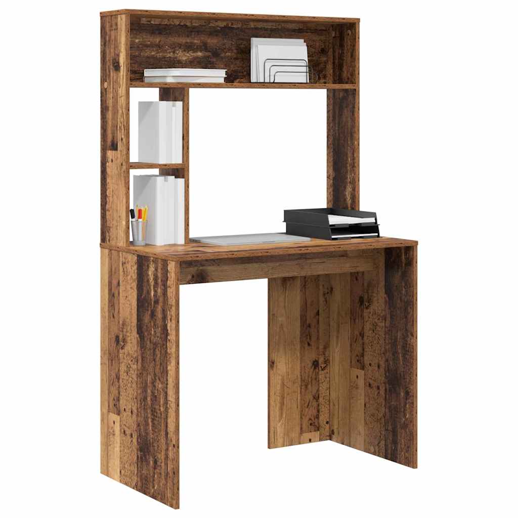 vidaXL Bureau met plank Oud hout 91 x 50 x 149 cm Bewerkt hout