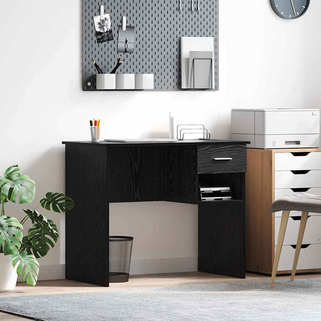 Kirjutuslaud koos hoiustamisega Must tamme 90x49.5x75 cm Tehispuit