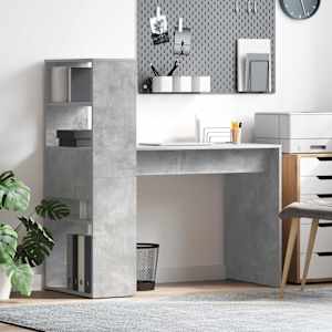Miza s polico Betonsko siva 113 x 54 x 120 cm Konstruiran les