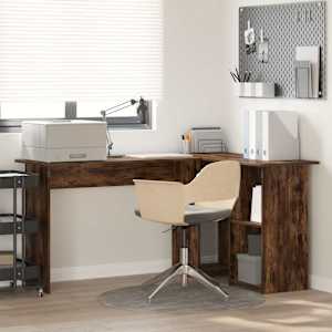 Miza s polico Dimljeni oreh 142 x 102 x 73 cm Konstruiran les