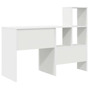 Stůl s policí Bílá 131,5 x 50 x 106,5 cm kompozitní dřevo - obrázek 7