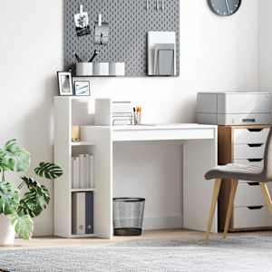 Miza s polico Bela 100 x 40 x 90 cm Konstruiran les