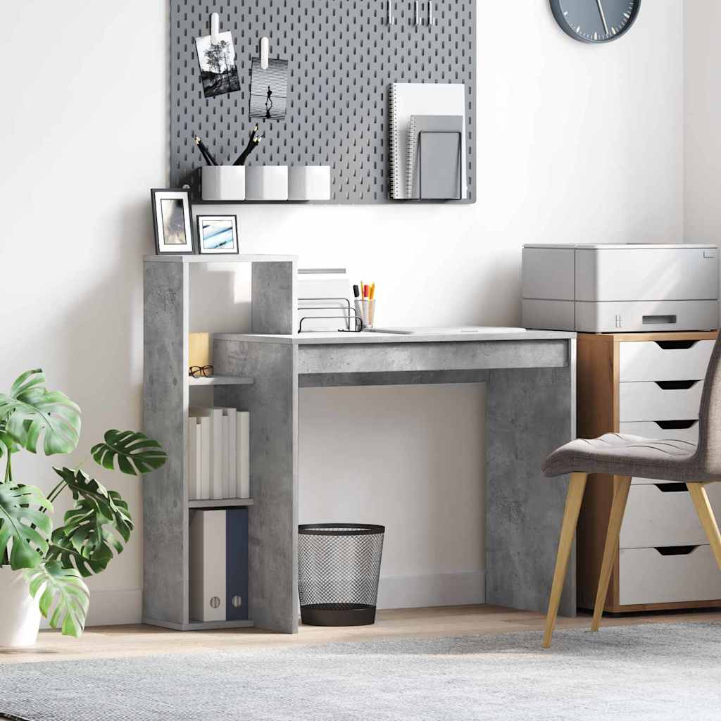 Bureau d'écriture Gris béton Stratifié effet béton, bois d'ingénierie