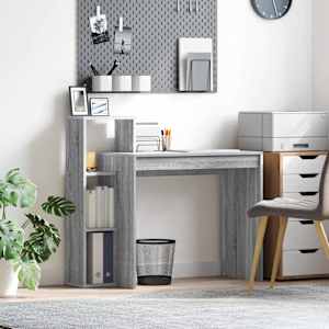 Miza s polico Siva Sonoma 100 x 40 x 90 cm Konstruiran les